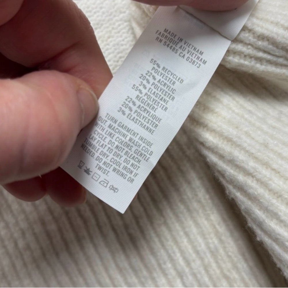 Aerie Oversized V-Neck Sweater - Cream and Navy Blue Stripes - Picture 6 of 7